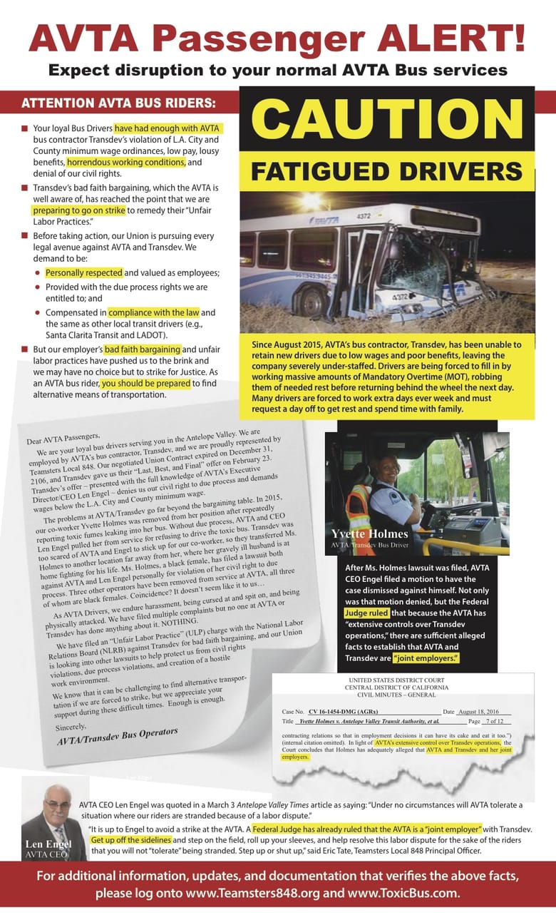 Avta Passenger Alert Advertisement Teamsters Local 848